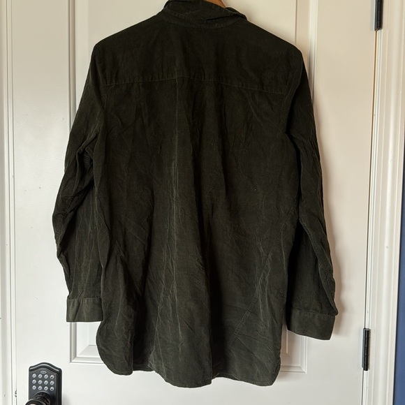 J. Jill Womens Green Corduroy Button Front Long Sleeve Shirt Jacket Size Large - Picture 8 of 8